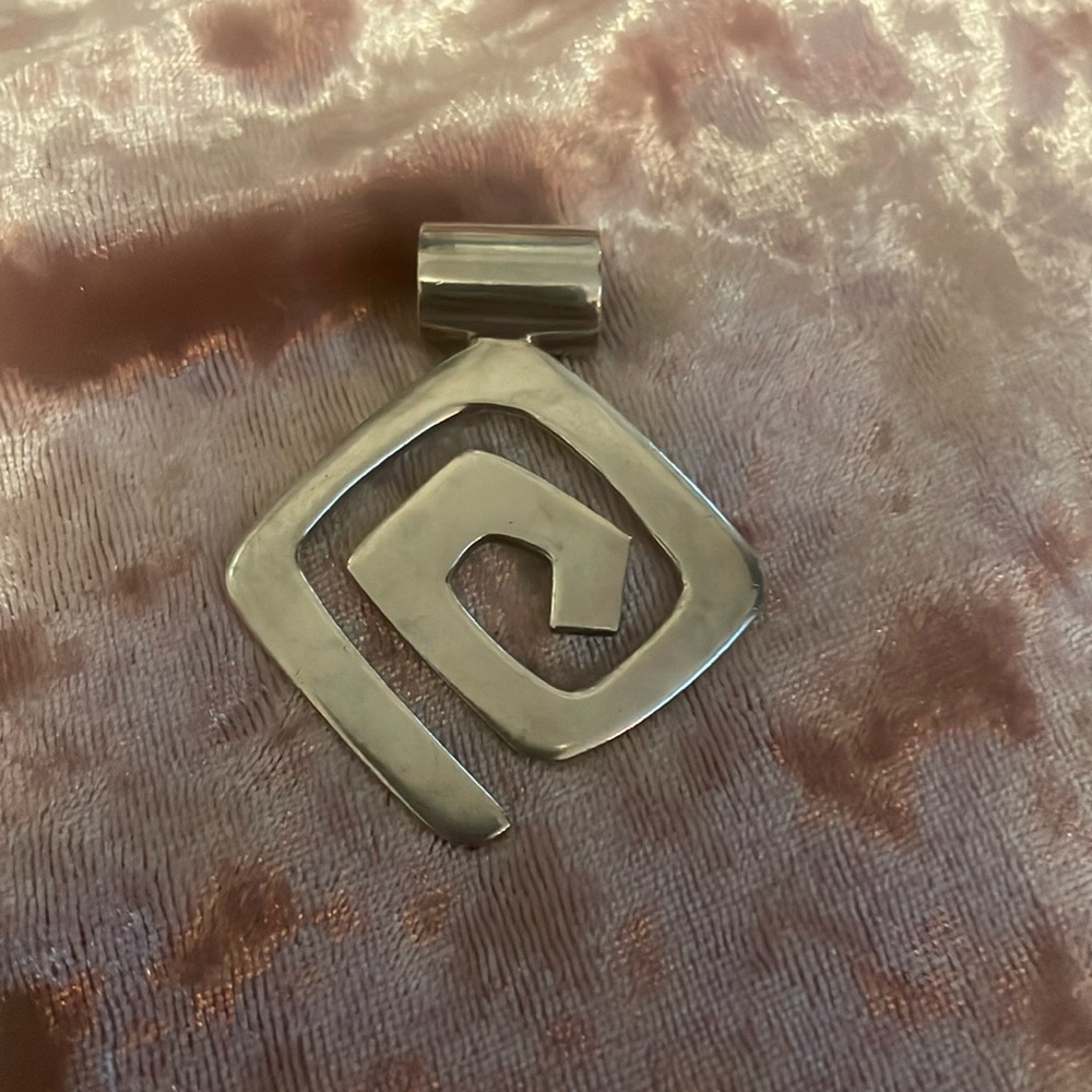 Vintage Early Silpada Sterling Silver Geometric Maze Swirl Pendant Modernist